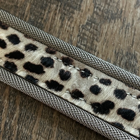 Leopard Print Women's Belt with Silver Buckle - Picture 4 of 8